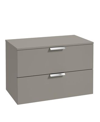STOCKHOLM Wall Hung 80cm Two Drawer Countertop Unit Matt Khaki &amp; Handles