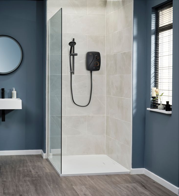 Triton Novel SR Thermostatic Power Shower - Matt Black