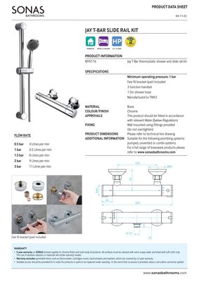 SONAS Jay T-Bar Complete Shower Kit