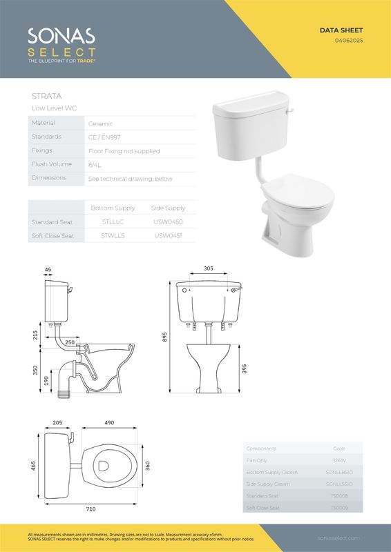 SONAS Low Lever Bottom Supply Cistern &amp; Fittings