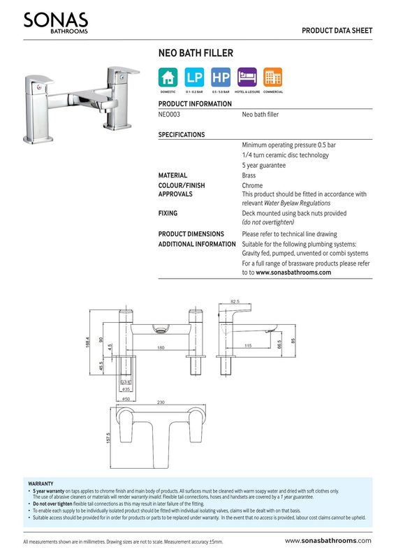 SONAS Neo Bath Filler Chrome