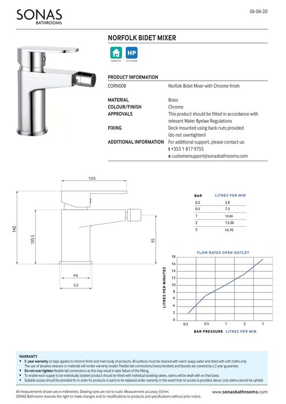 SONAS Norfolk Bidet Mixer Chrome