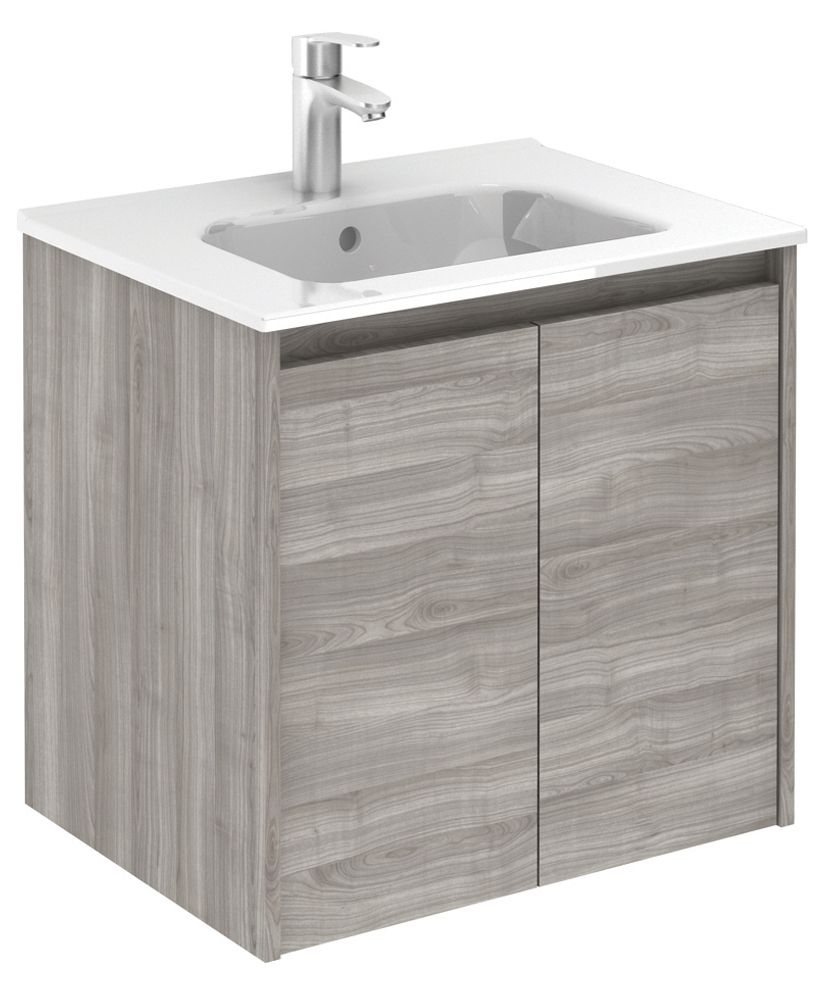 SONAS Smart 60cm Sandy Grey Wall Hung 2 Door Vanity Unit