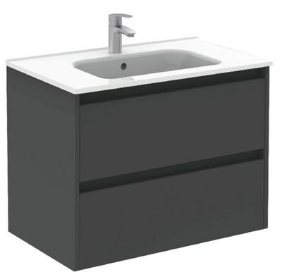SONAS Smart 80cm Gloss Grey Wall Hung 2 Drawer Vanity Unit