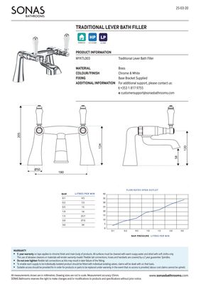 SONAS Traditional Lever Bath Filler Chrome
