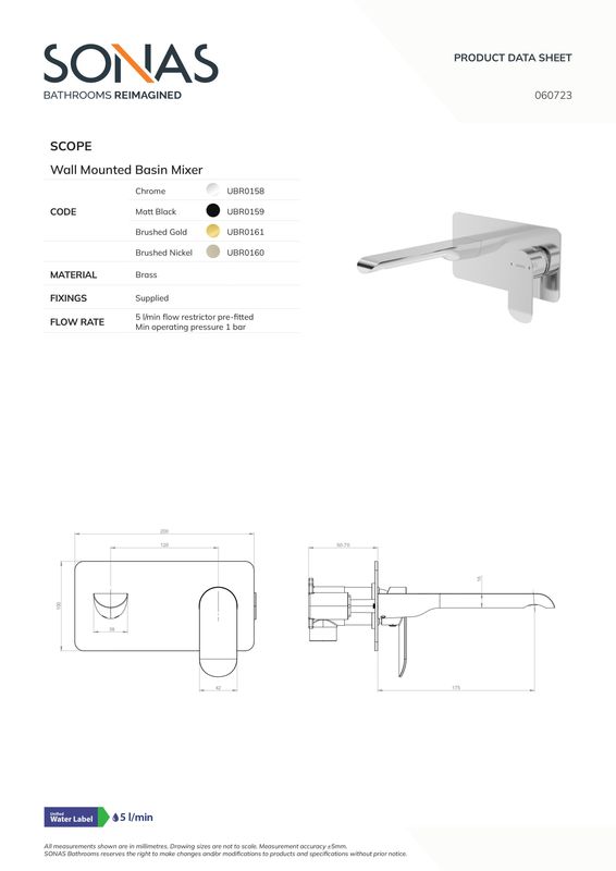 SCOPE Wall Mounted Basin Mixer