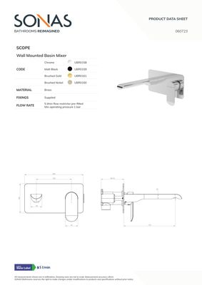 SCOPE Wall Mounted Basin Mixer