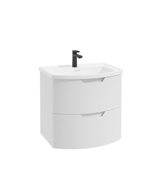 SONAS Arc 60cm Matt White 2 Drawer Wall Hung Vanity Unit