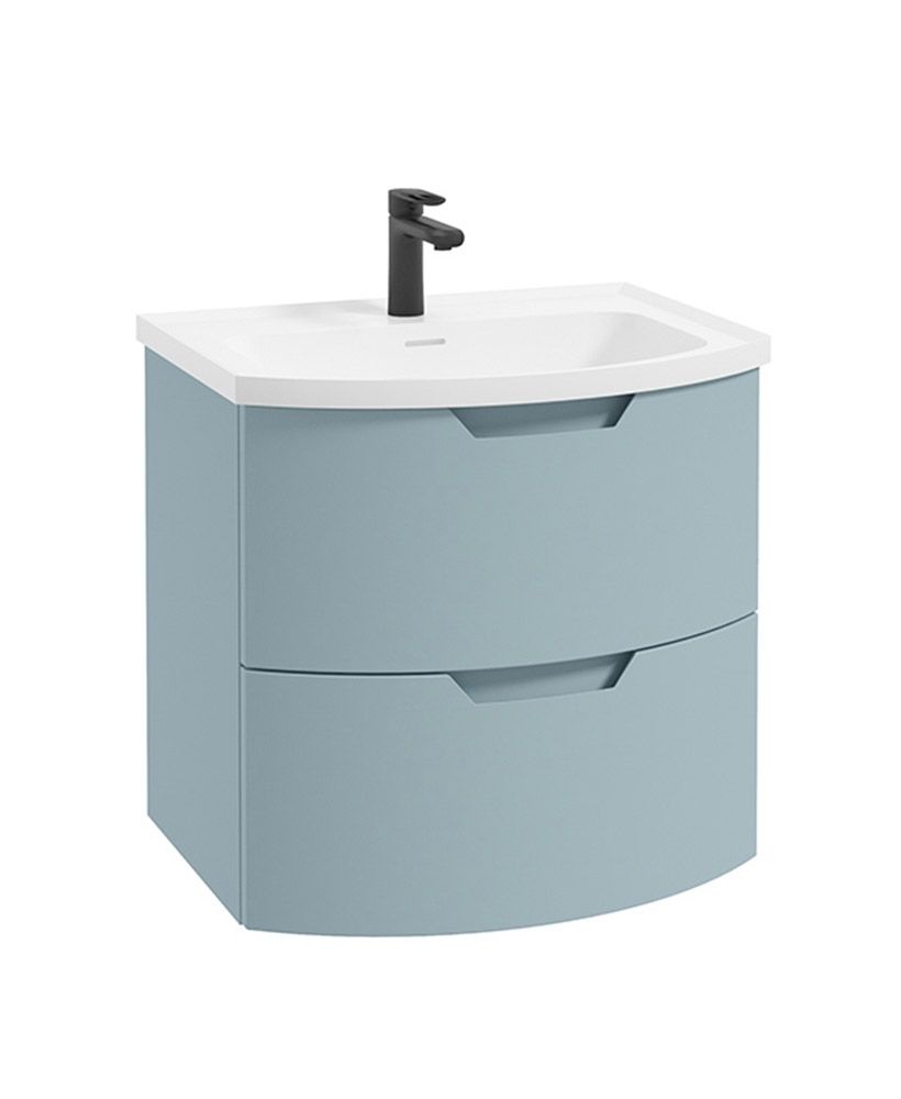SONAS Arc 60cm Morning Sky Blue Matt 2 Drawer Wall Hung Vanity Unit
