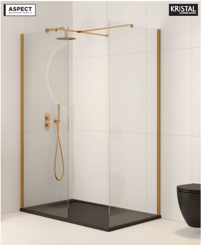 SONAS Aspect Brushed Gold Wet Room Panel 1100+