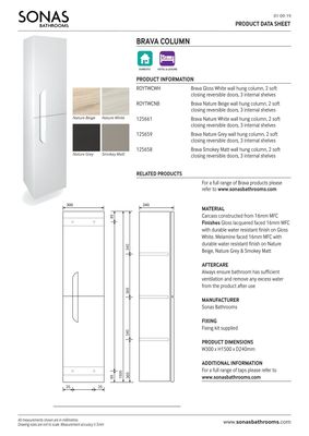 SONAS Brava Wall Hung Wall Column