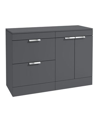 STOCKHOLM Floorstanding 120cm Two Drawer/Two Door Countertop Unit Matt Midnight Grey &amp; Handles