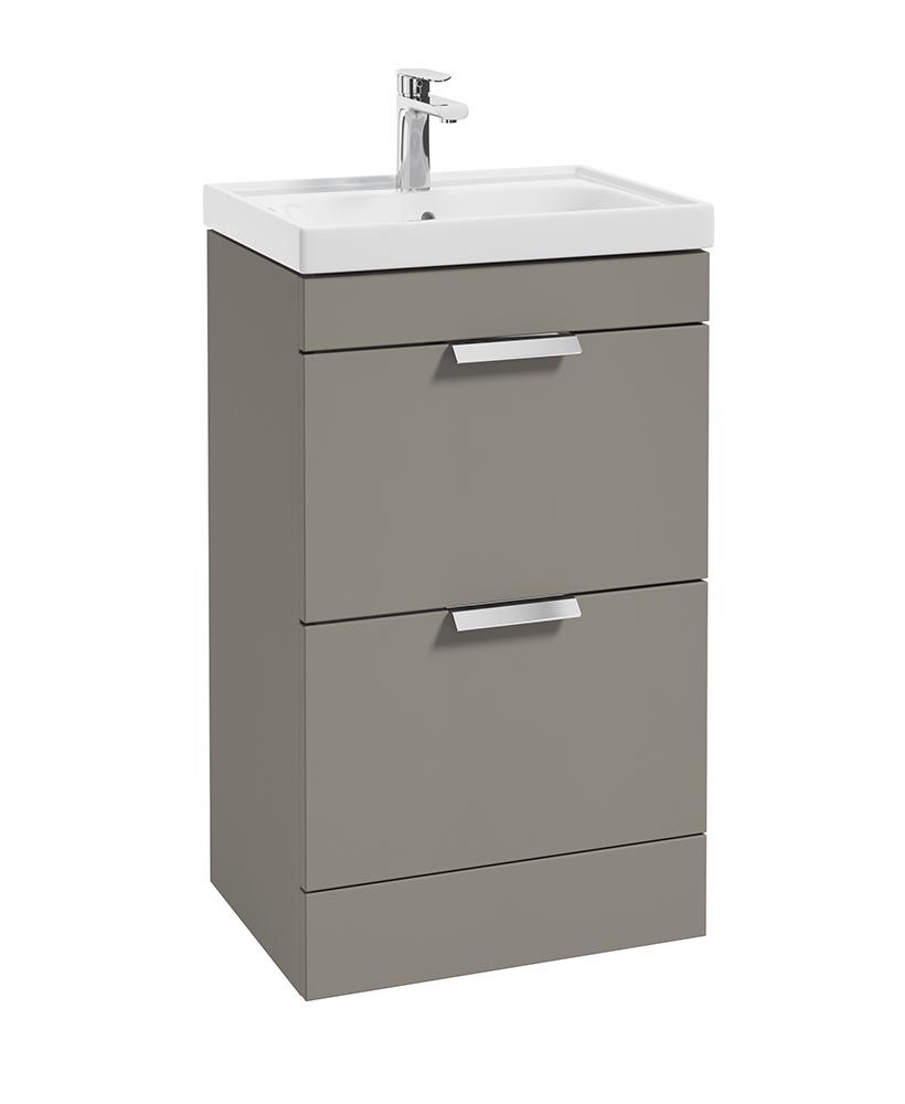 STOCKHOLM Floorstanding 50cm Two Drawer Unit Matt Khaki &amp; Handles