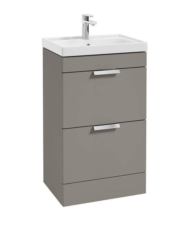 STOCKHOLM Floorstanding 50cm Two Drawer Unit Matt Khaki &amp; Handles