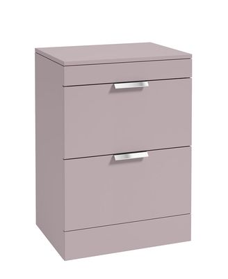 STOCKHOLM Floorstanding 60cm Two Drawer Countertop Unit Matt Cashmere Pink &amp; Handles