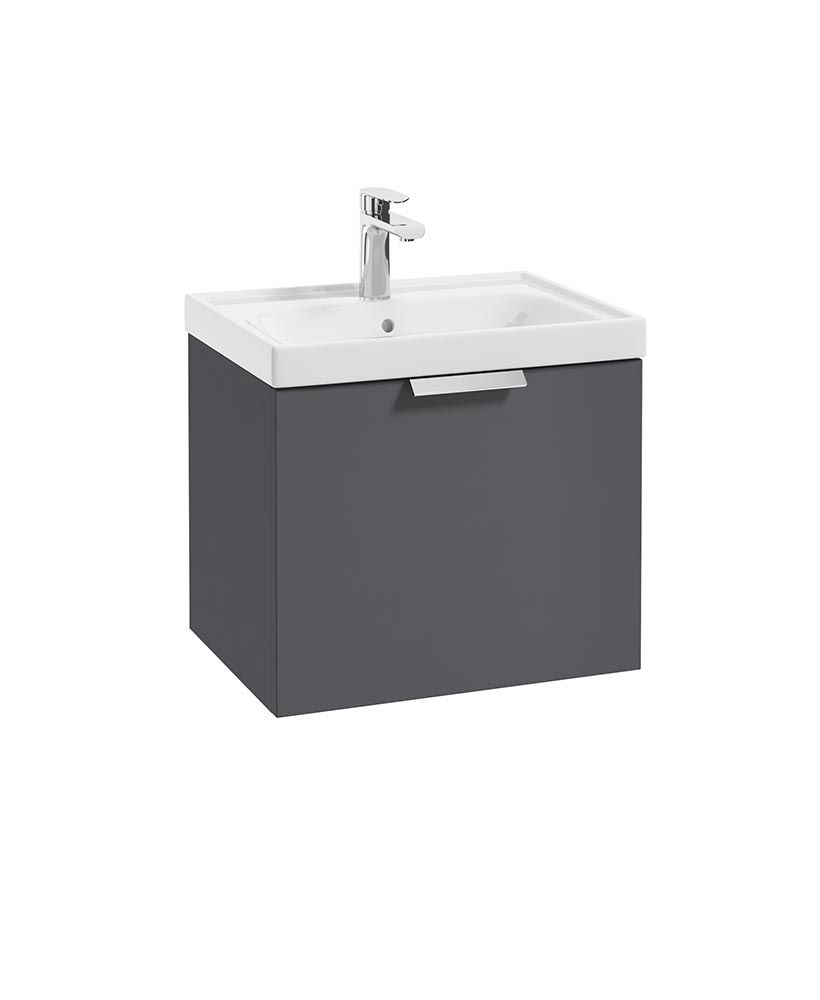 STOCKHOLM Wall Hung  50cm Single Drawer Unit Matt Midnight Grey &amp; Handle