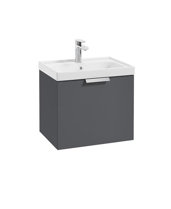 STOCKHOLM Wall Hung  50cm Single Drawer Unit Matt Midnight Grey &amp; Handle