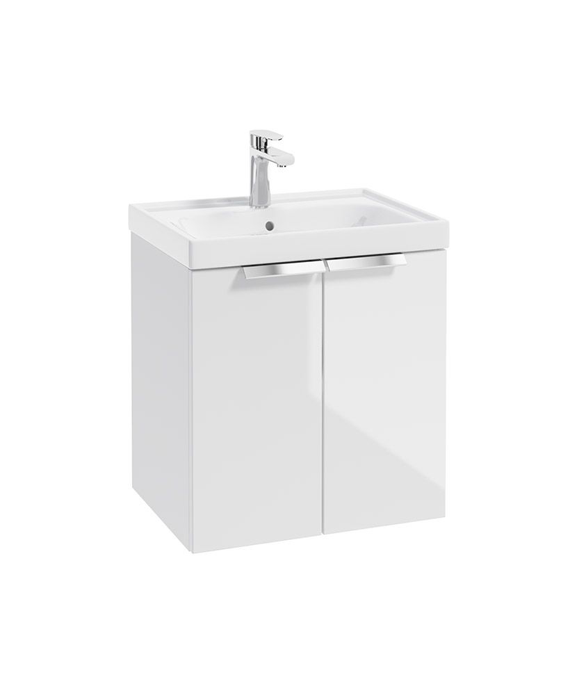 STOCKHOLM Wall Hung 50cm Two Door Unit Gloss White &amp; Handles