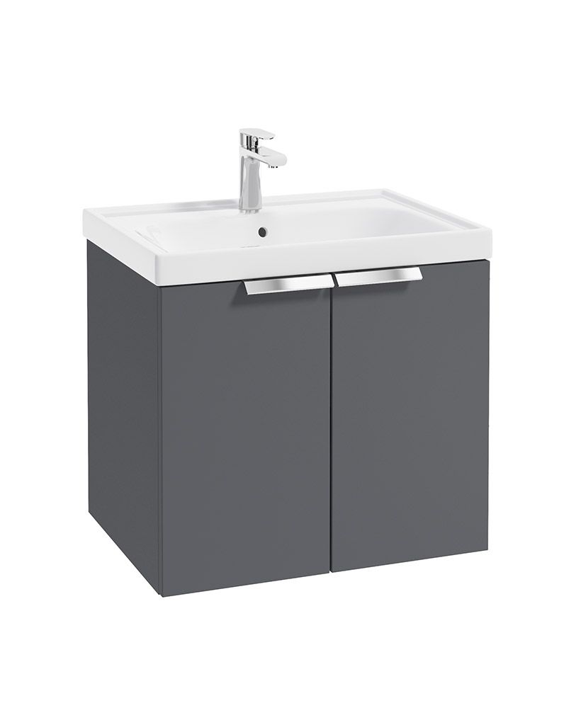 STOCKHOLM Wall Hung 60cm Two Door Unit Matt Midnight Grey &amp; Handles