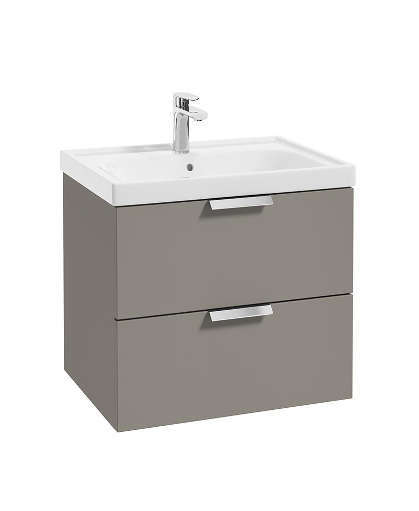 STOCKHOLM Wall Hung 60cm Two Drawer Unit Matt Khaki &amp; Handles