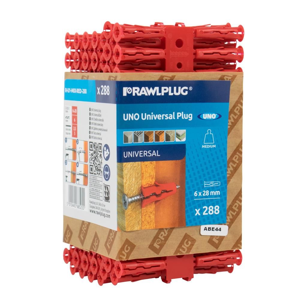 UNO UNIVERSAL PLUG WRAP OF 288PC RED (6MM) X 3PCS  [SINGLE]