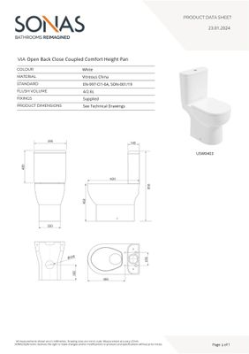 VIA Rimless Comfort Height Open Back Close Coupled WC &amp; Sequence Soft Close Seat