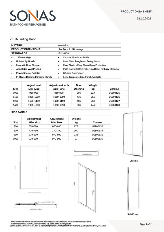 ZEBA Sliding Door Chrome