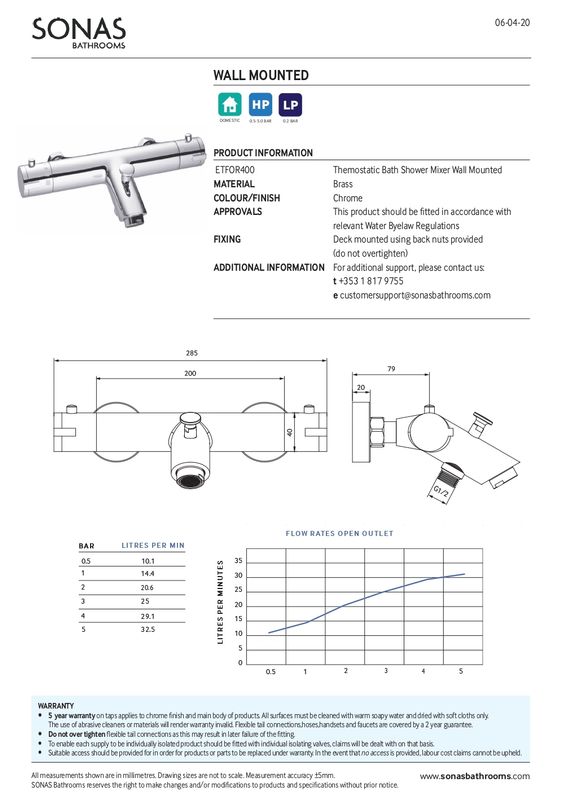 SONAS Form Wall Mounted Bath Shower Mixer Chrome