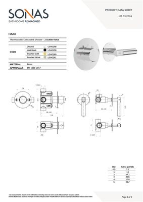 SONAS HAKK Thermostatic Shower Set 1 Brushed Gold with Ceiling Arm