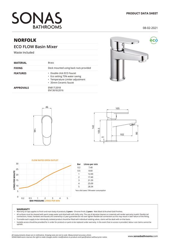 SONAS Norfolk Basin Mixer Brushed Gold