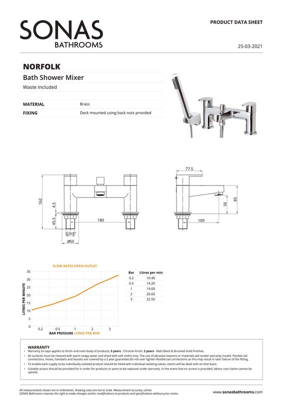 SONAS Norfolk Bath Shower Mixer Matt Black
