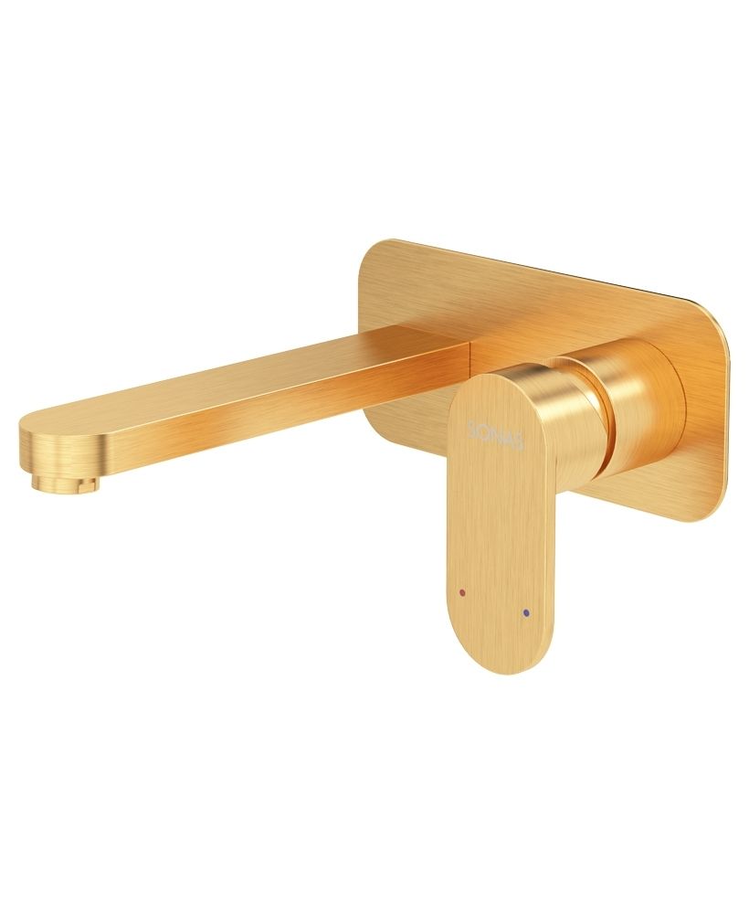 SONAS Norfolk Wall Mounted Basin Mixer Brushed Gold