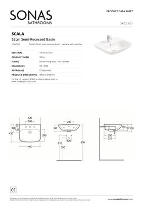 SONAS Scala Semi Recessed Basin