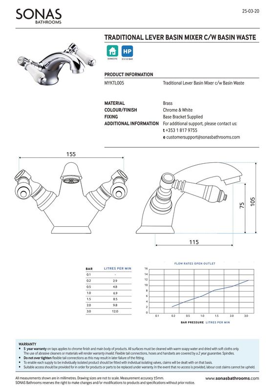SONAS Traditional Lever Basin Mixer Chrome