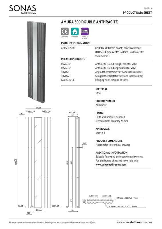 SONAS Amura Double Panel Vertical Radiator with Mirror