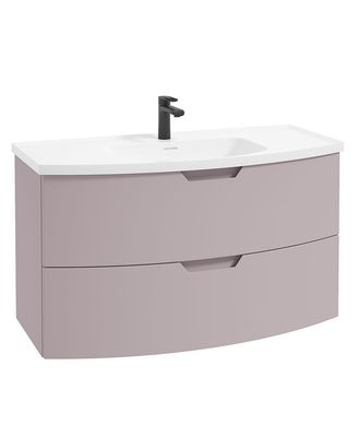 SONAS ARC 100cm 2 Drawer Wall Hung Vanity Unit Matt Cashmere Pink - Matt Basin