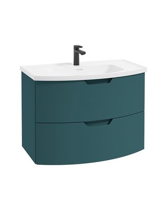 SONAS Arc 80cm Ocean Blue Matt 2 Drawer Wall Hung Vanity Unit
