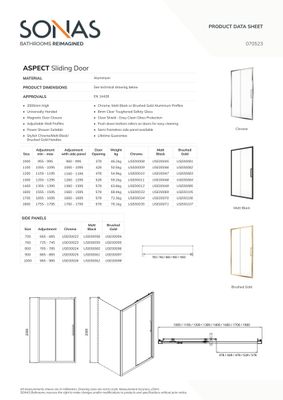 SONAS Aspect Chrome Sliding Shower Door