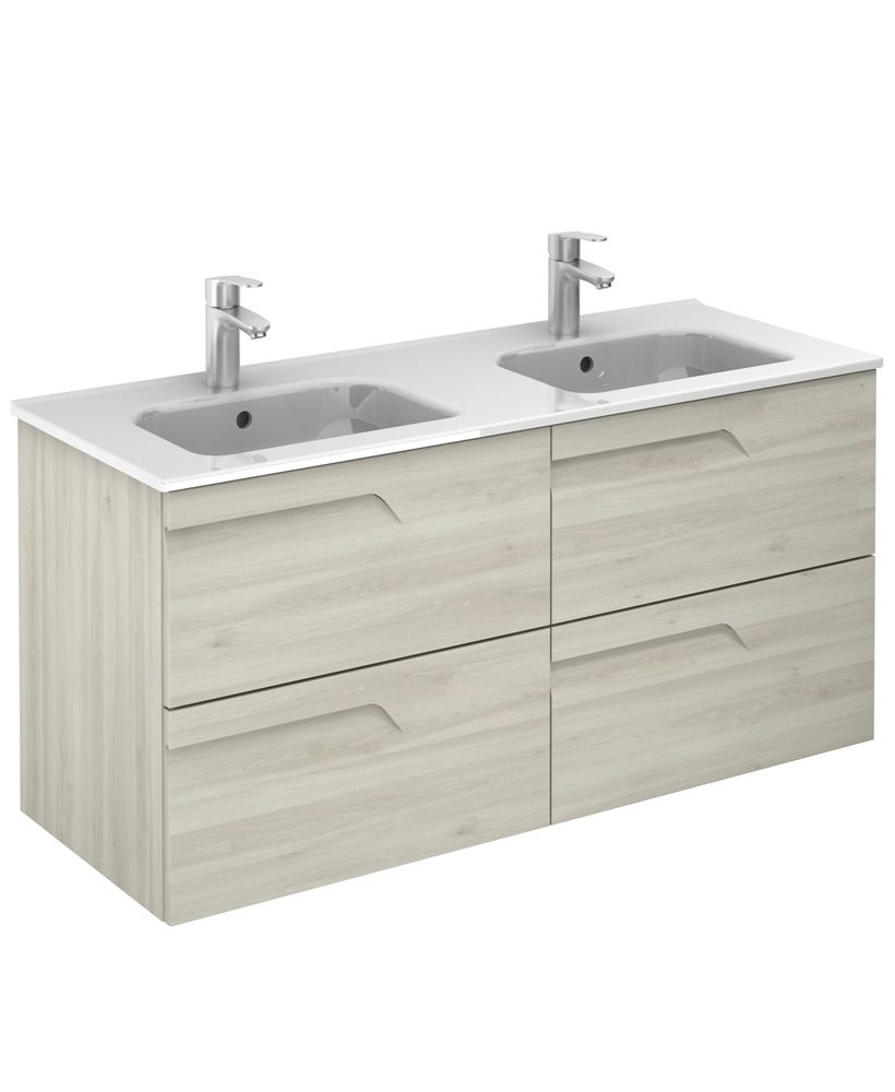 SONAS Brava 120cm Nature White 4 Drawer Floor Standing Double Vanity Unit