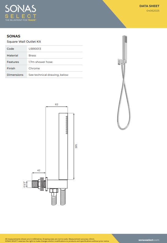 SQUARE Wall Outlet Handset Kit