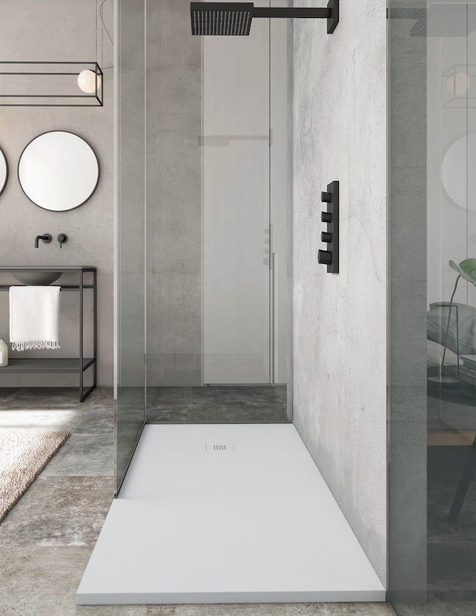 Square White Sand Slate Shower Tray &amp; Grid