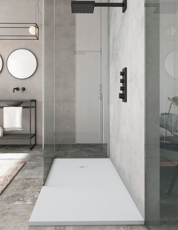 Square White Sand Slate Shower Tray &amp; Grid