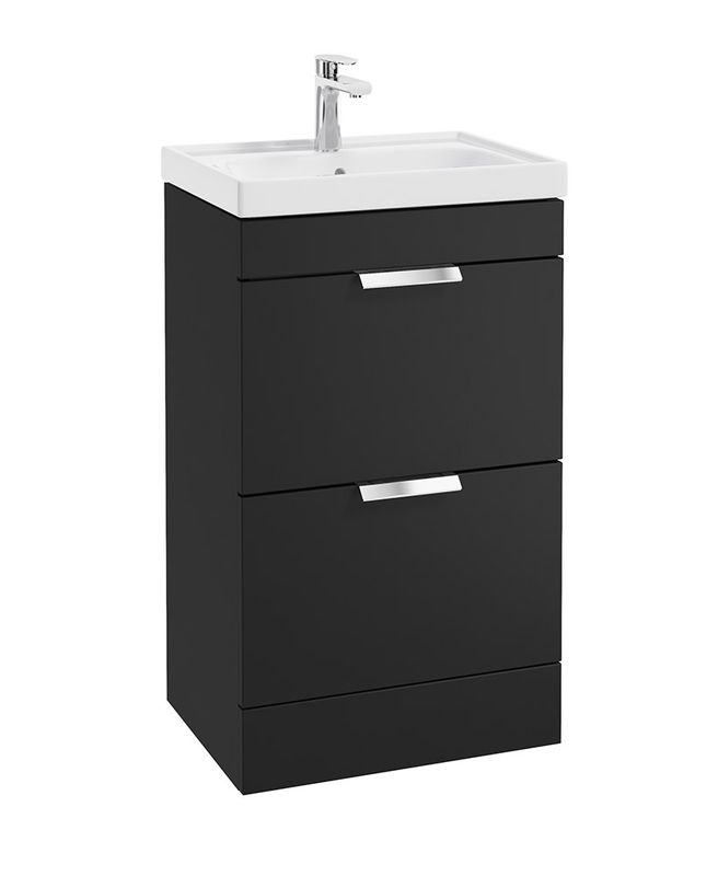 STOCKHOLM Floorstanding 50cm Two Drawer Unit Matt Black &amp; Handles