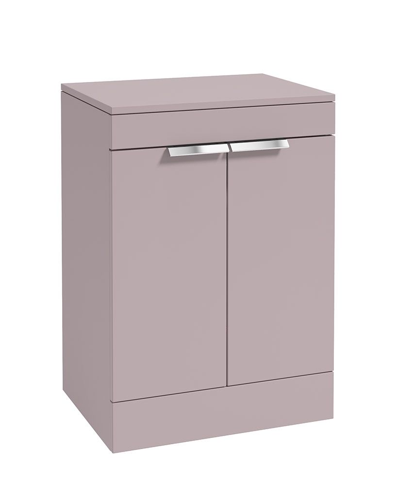 STOCKHOLM Floorstanding 60cm Two Door Countertop Unit Matt Cashmere Pink &amp; Handles