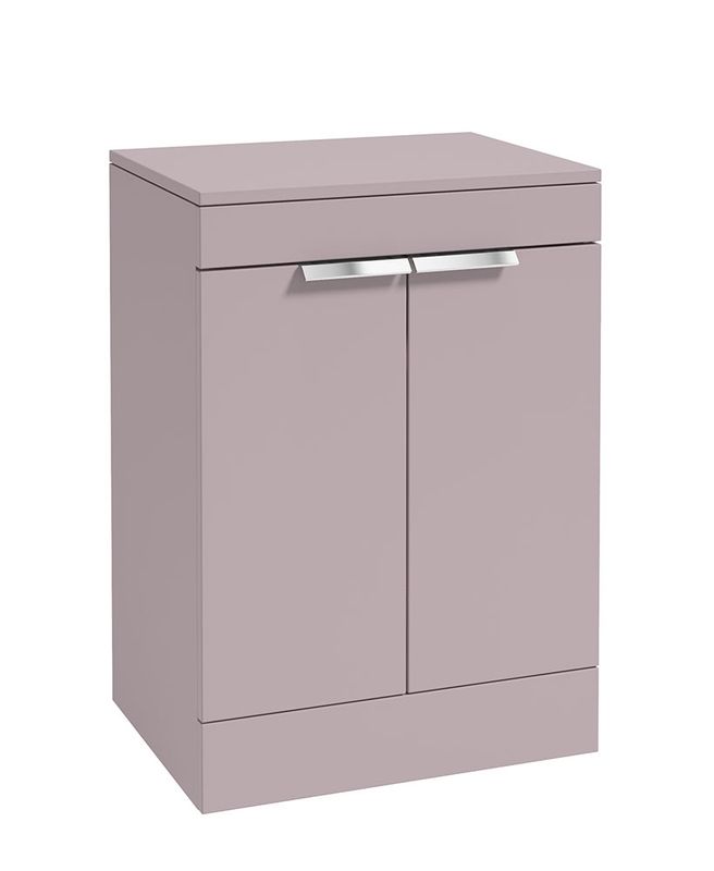 STOCKHOLM Floorstanding 60cm Two Door Countertop Unit Matt Cashmere Pink &amp; Handles