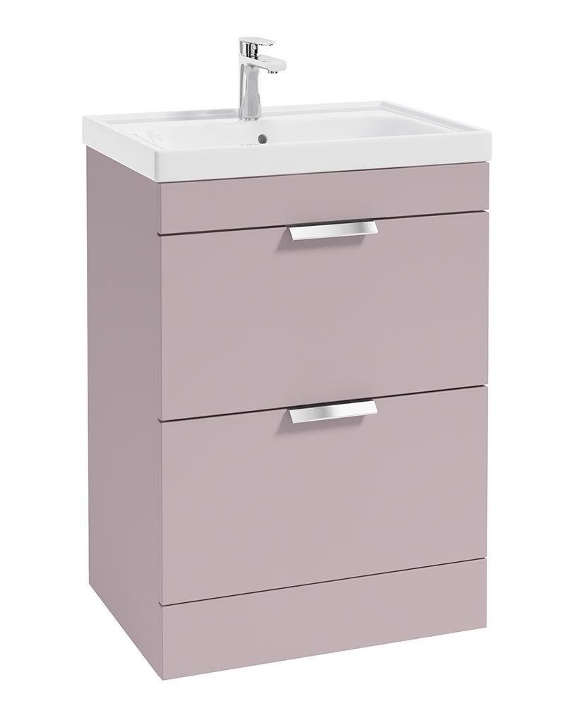 STOCKHOLM Floorstanding 60cm Two Drawer Unit Matt Cashmere Pink &amp; Handles
