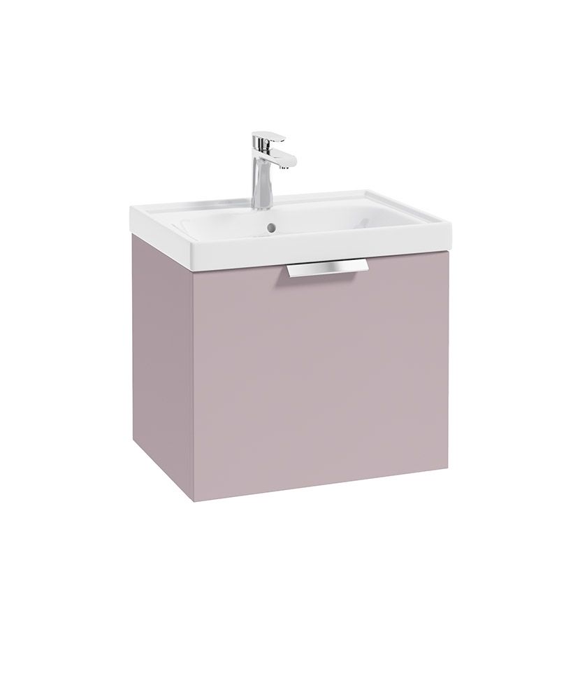 STOCKHOLM Wall Hung 50cm Single Drawer Unit Matt Cashmere Pink &amp; Handle