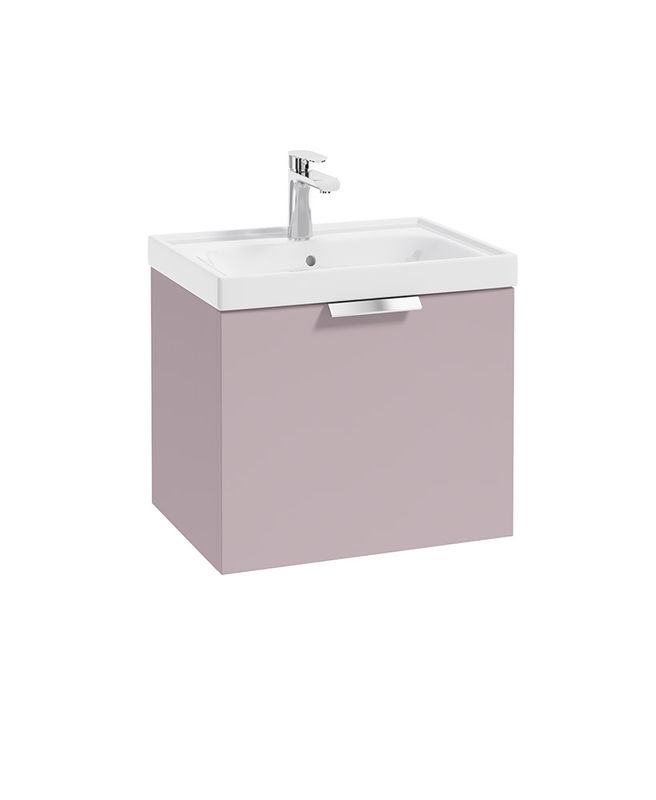 STOCKHOLM Wall Hung 50cm Single Drawer Unit Matt Cashmere Pink &amp; Handle