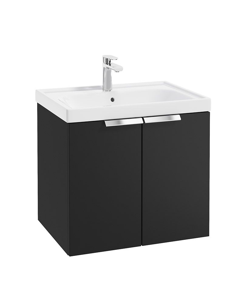 STOCKHOLM Wall Hung 60cm Two Door Unit Matt Black &amp; Handles