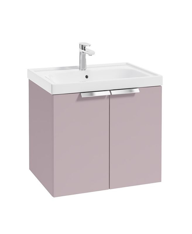 STOCKHOLM Wall Hung 60cm Two Door Unit Matt Cashmere Pink &amp; Handles